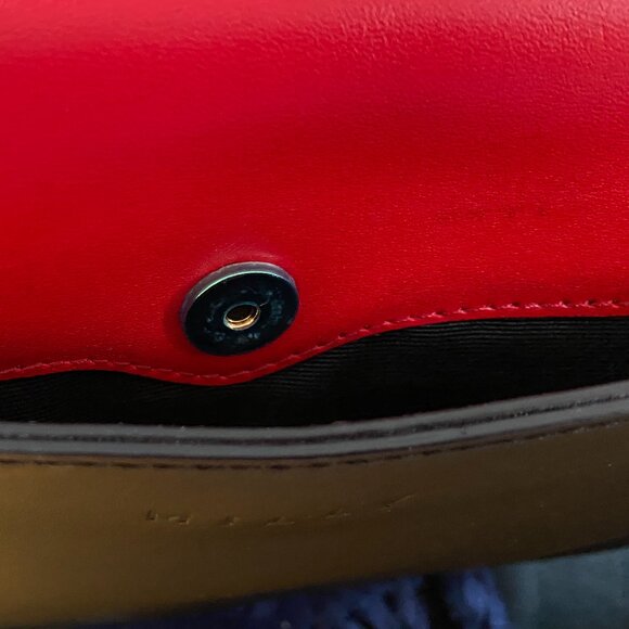 Milly Leopard, Red, and Black Leather Purse